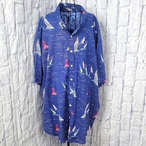 IZOD SALTWATER Blue and White Casual Button Down Shirt‎